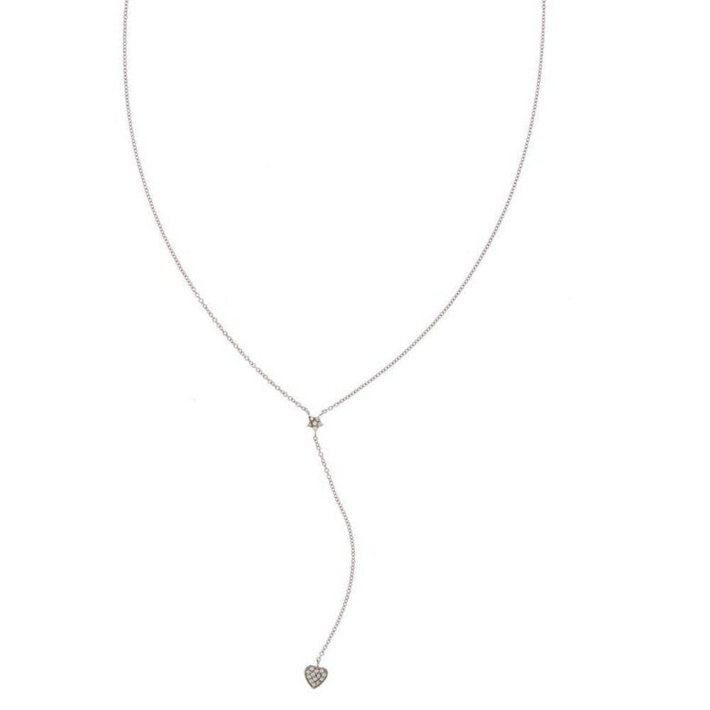 Star and Heart Sterling Silver‎ Drop Y Necklace Adornia New